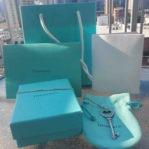 Tiffany & Co beaded heart key pendant with chain